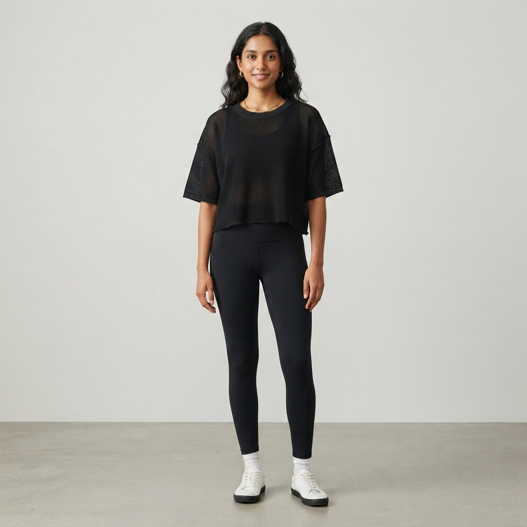 WOW QUEENS AirQueen Crop Tee in Noir Black