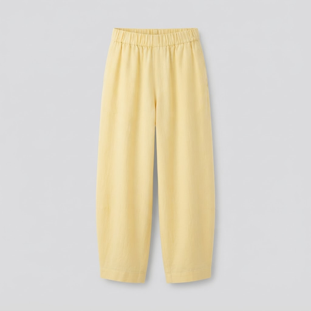 WOW QUEENS Butter Wide-Leg Ankle Pants in Butter Yellow