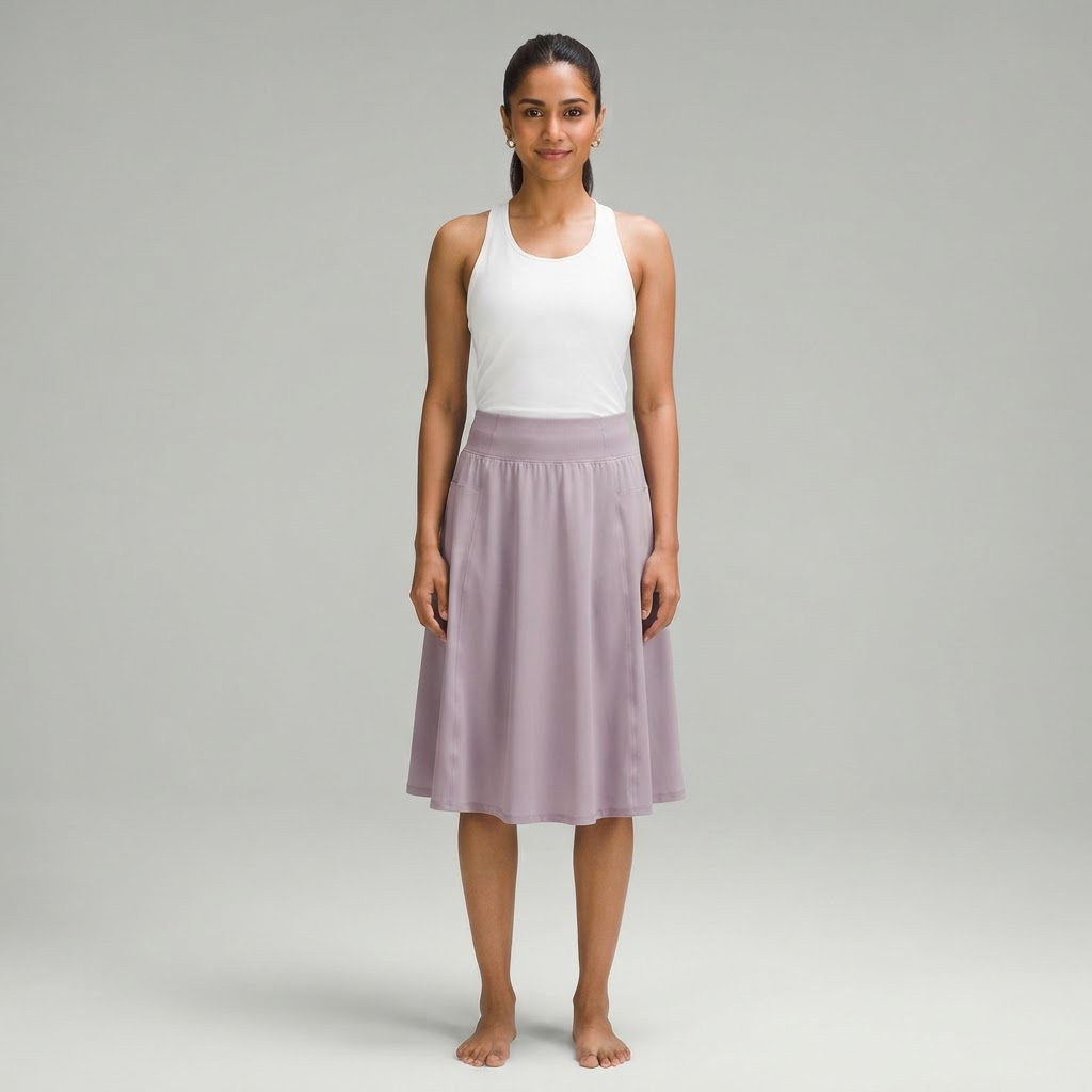 Indian woman wearing WOW QUEENS Side-Slit A-Line Tennis Skort in Dusty Lilac